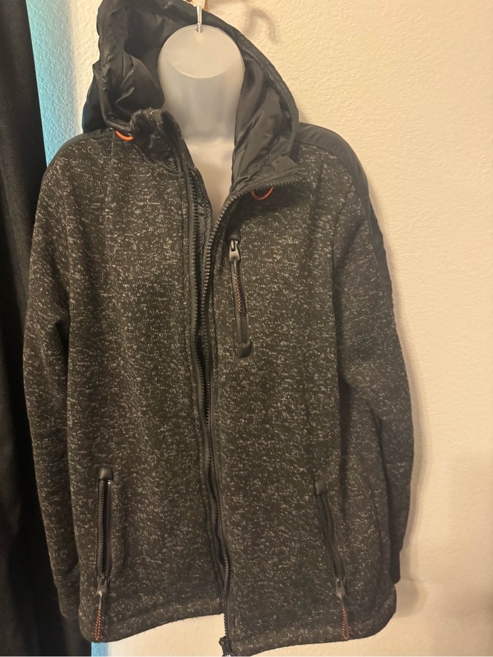 Superdry Men's Black Heather Full-Zip Hooded Sweater Jacket